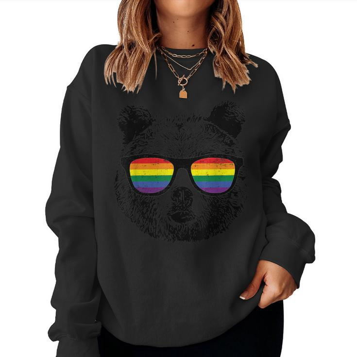 Bear Gay Distressed Rainbow Sunglasses Women Sweatshirt