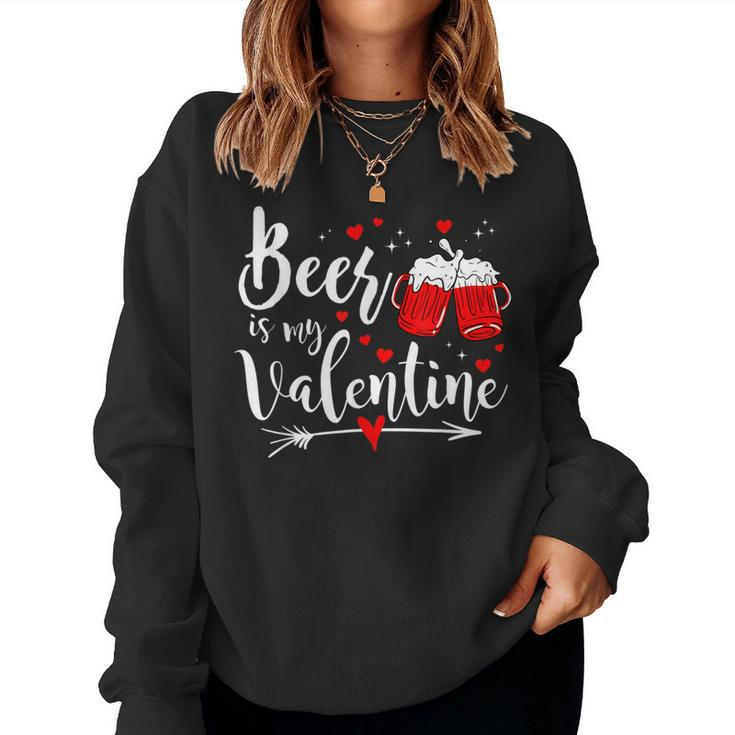 Beer Is My Valentine Day Drunk Cupid Drinking Heart Women Sweatshirt