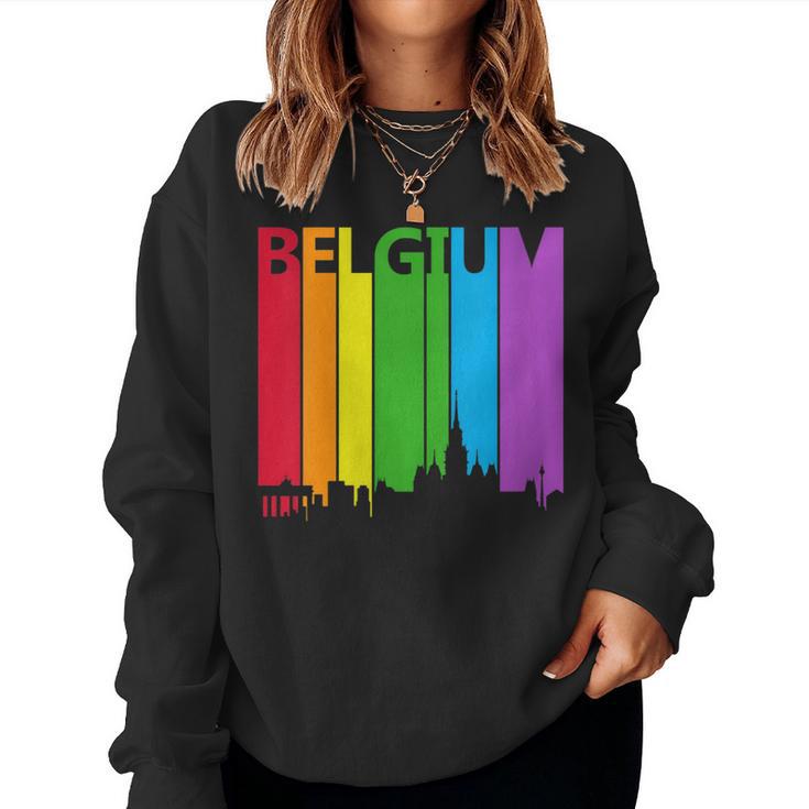 Belgium Skyline Lgbt Pride Women Sweatshirt