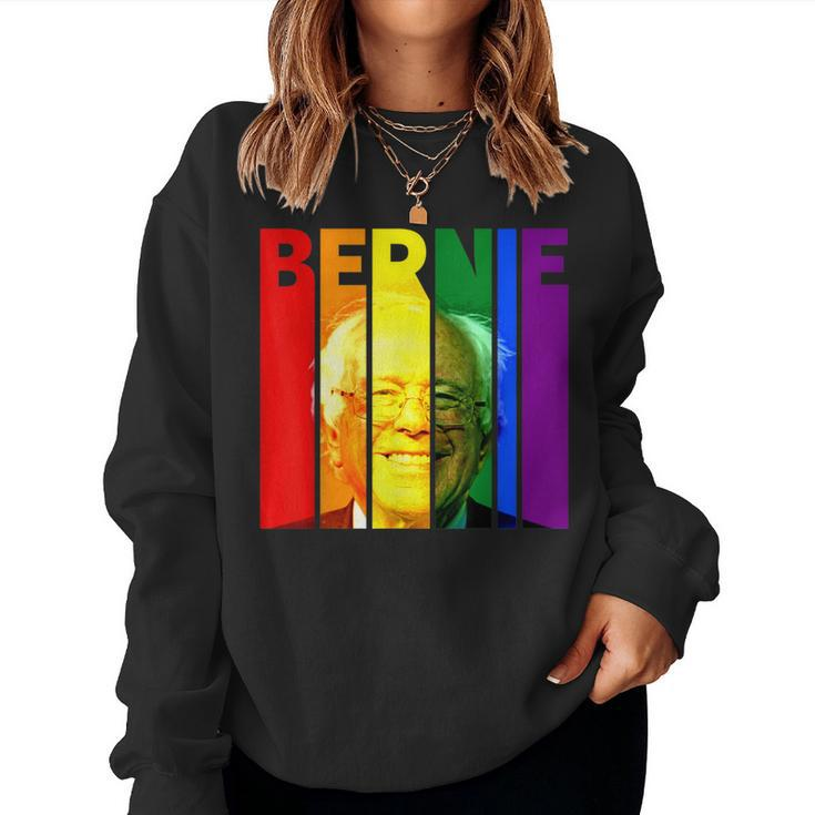 Bernie Sanders Gay Lgbtq Rainbow Vintage Democrat Voter Women Sweatshirt