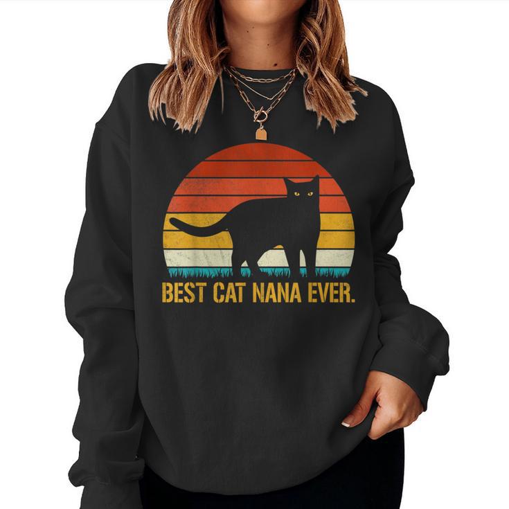 Best Cat Nana Ever Vintage Retro Cat Kitten Lover Women Sweatshirt