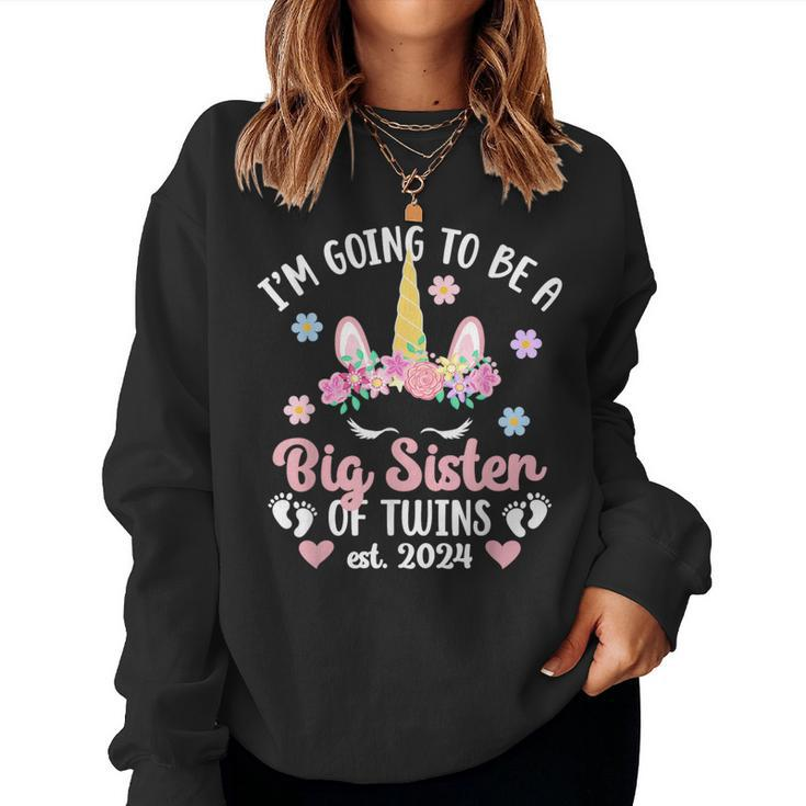 Be Big Sister Of Twins Promoted To Big Sister Of Twins 2024 Women Sweatshirt