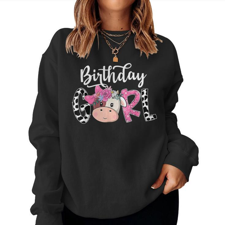 Birthday Girl Cow Farm Family Party Women Sweatshirt