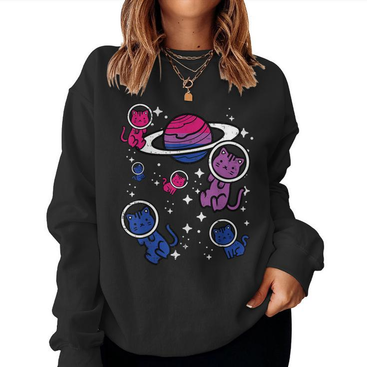 Bisexual Cats Planet Bi Pride Flag Lgbtq Space Girls Women Sweatshirt