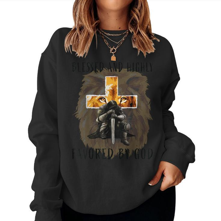 Blessed Favored Christian Religious Messages Lion Saying Men Women Sweatshirt