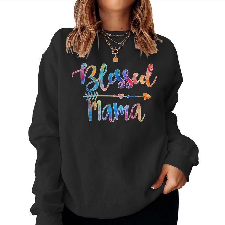 Blessed Mama Cute Tie Dye Print Women Sweatshirt