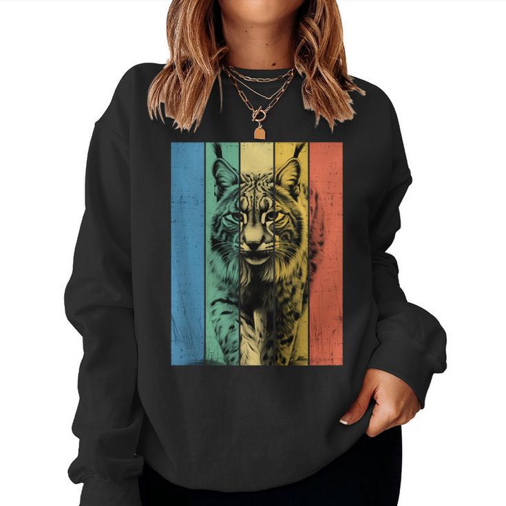 Bobcat Portrait Vintage Style Mom Dad Women Sweatshirt