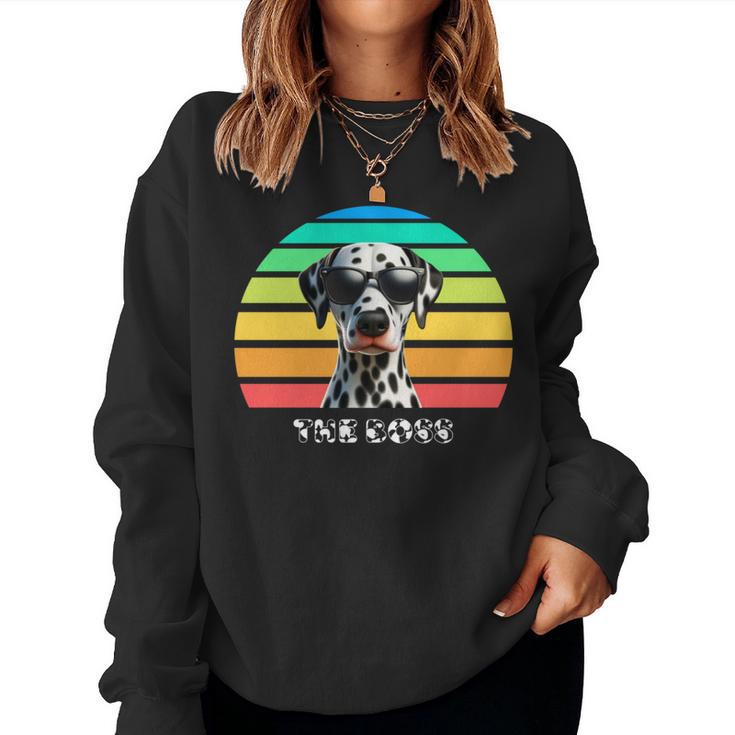 The Boss Lustiges Zitat Hundeliebhaber Haustier Dalmatiner Welpe Mama Papa Sweatshirt Frauen