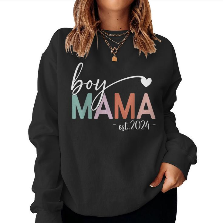 Boy Mama Est 2024 Boy Mom Pregnancy Mom To Be New Mama 2024 Women Sweatshirt
