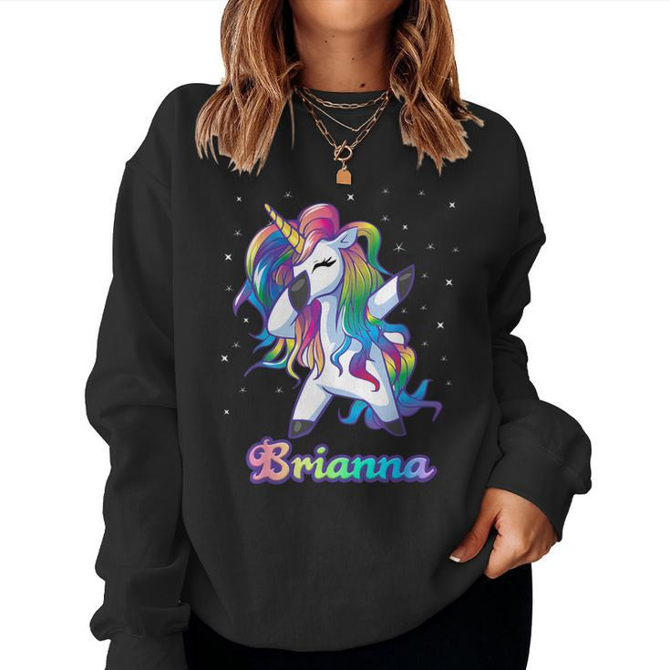 Brianna Name Personalized Custom Rainbow Unicorn Dabbing Women Sweatshirt