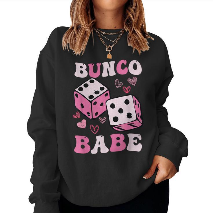 Bunco Babe Bunco Game Night Retro Groovy Gamble Women Sweatshirt