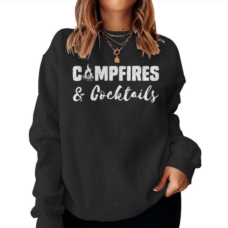 Campfires And Cocktails Bonfire Camping Campfire Women Sweatshirt