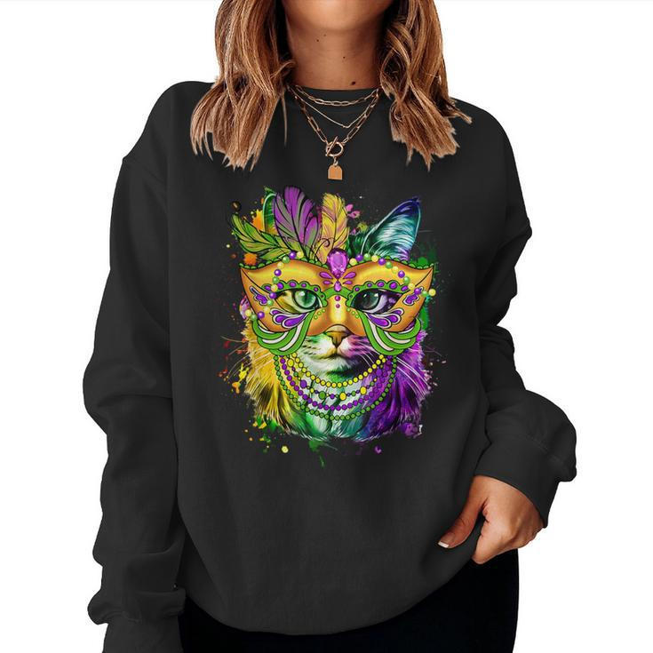 Cat Mardi Gras For Girls Cat Lover New Orleans Women Sweatshirt