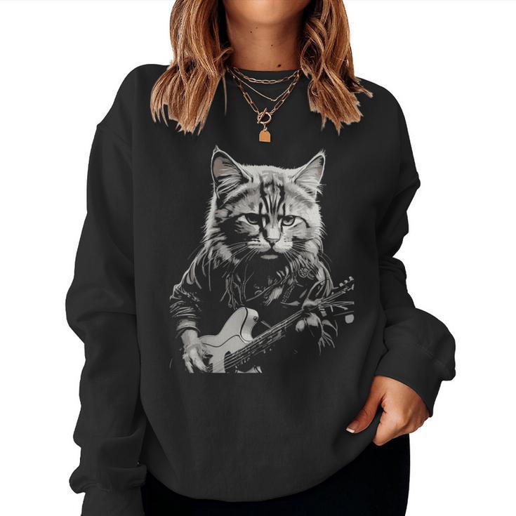 Cat For Men Guitar Cat Rock Cat Playing Guitar Women Sweatshirt