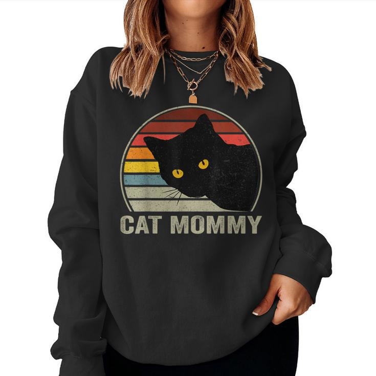 Cat Mommy Vintage 80S Style Cat Retro For Women Cat Mom Women Sweatshirt