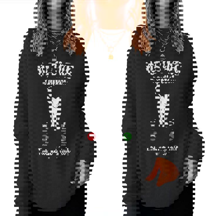 Chat Humour Drôle Fille Mes Chats M'appellent Women Sweatshirt
