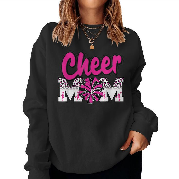 Cheer Mom Hot Pink Black Leopard Letters Cheer Pom Poms Women Sweatshirt