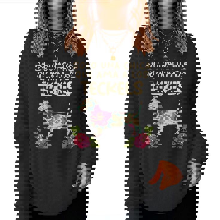 Chica Amor Teckel Perro Floral Lindo Dachshund Regalo Sudadera Mujer