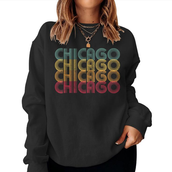 Chicago Il Illinois T Vintage Retro Style Women Women Sweatshirt
