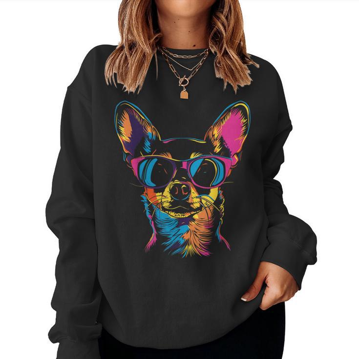 Chihuahua Sonnenbrille Lustig Hund Mama Papa Sweatshirt Frauen