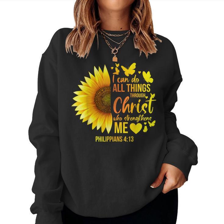 Christian Sunflower Philippians 4 Pretty Bible Verse Women Sweatshirt