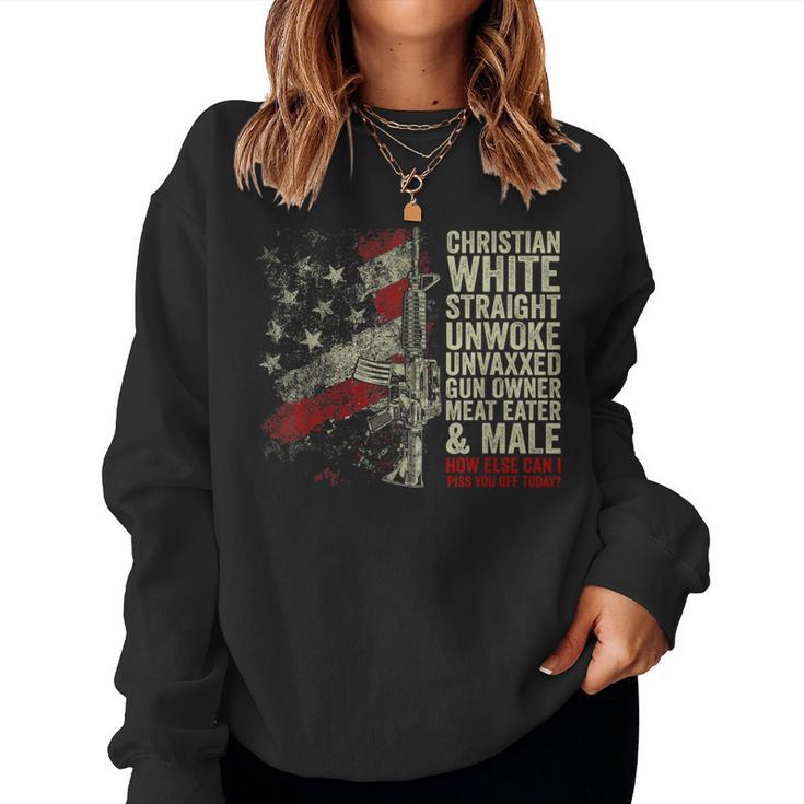 Christian White Straight Unwoke Unvaxxed Gun Owner Vintage Women Sweatshirt