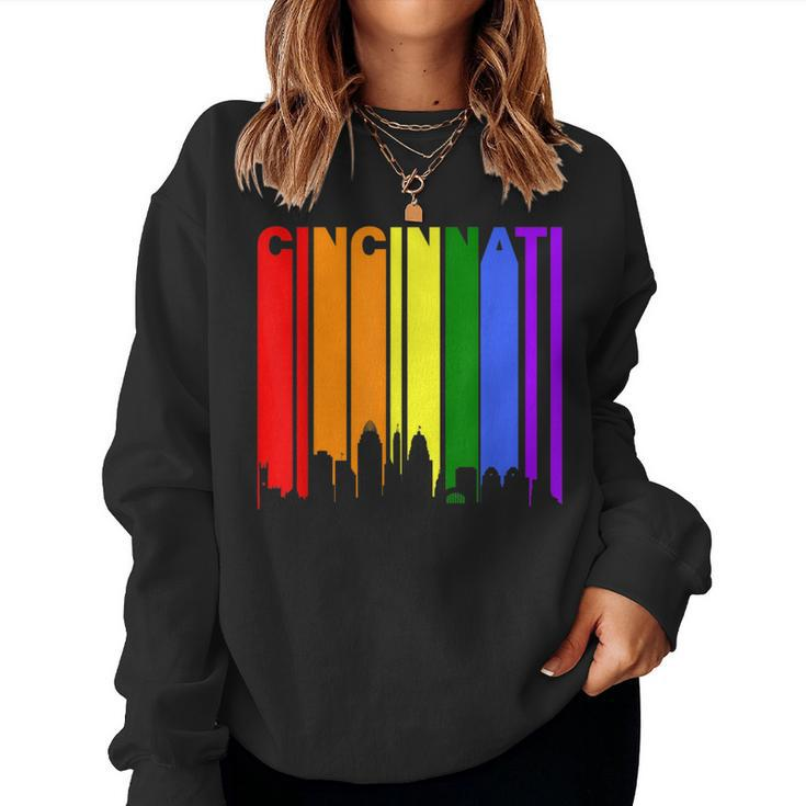 Cincinnati Ohio Downtown Rainbow Lgbt Gay Pride Women Sweatshirt
