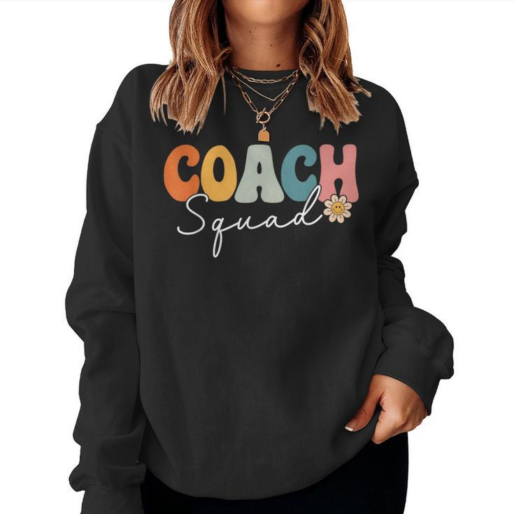 Coach Squad Team Retro Groovy Vintage First Day Of School Women Sweatshirt
