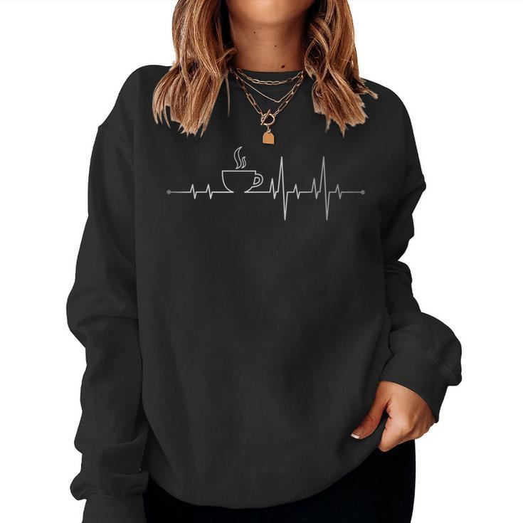 Coffee Cup Heartbeat Flatline Coffee Lover Women Sweatshirt