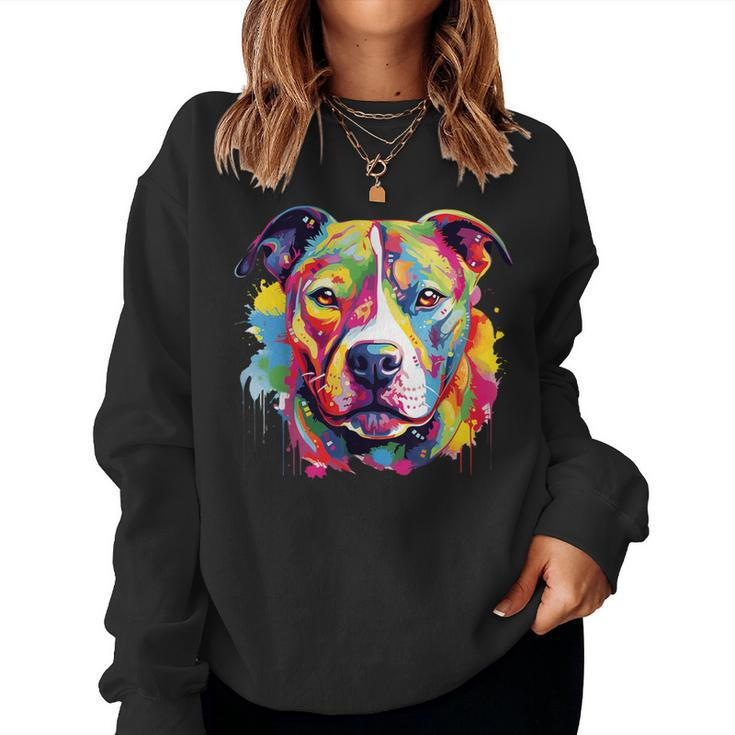 Colorful Pit-Bull Terrier Dog Love-R Dad Mom Boy Girl Women Sweatshirt
