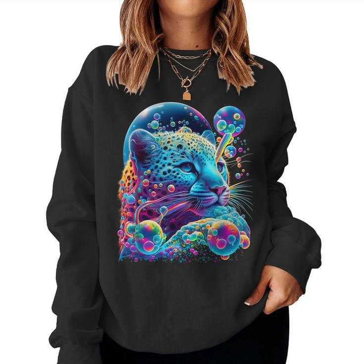 Colorful Rainbow Cheetah Graphic Women Sweatshirt