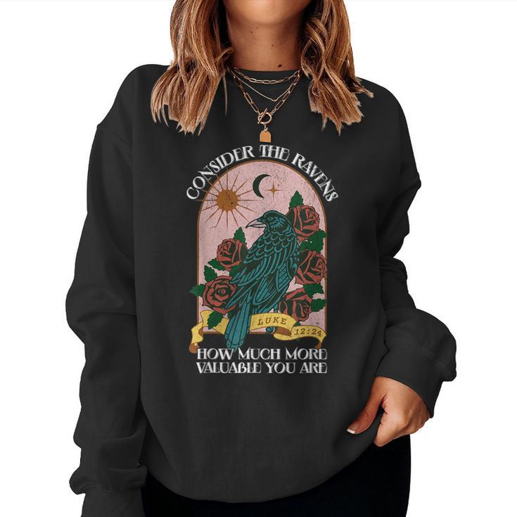 Consider The Ravens Bird Luke 12 24 Bible Verse Christian Women Sweatshirt