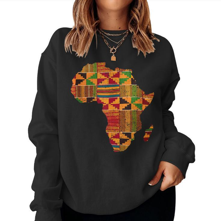Cool Africa Map Kente Cloth For African Lover Women Sweatshirt