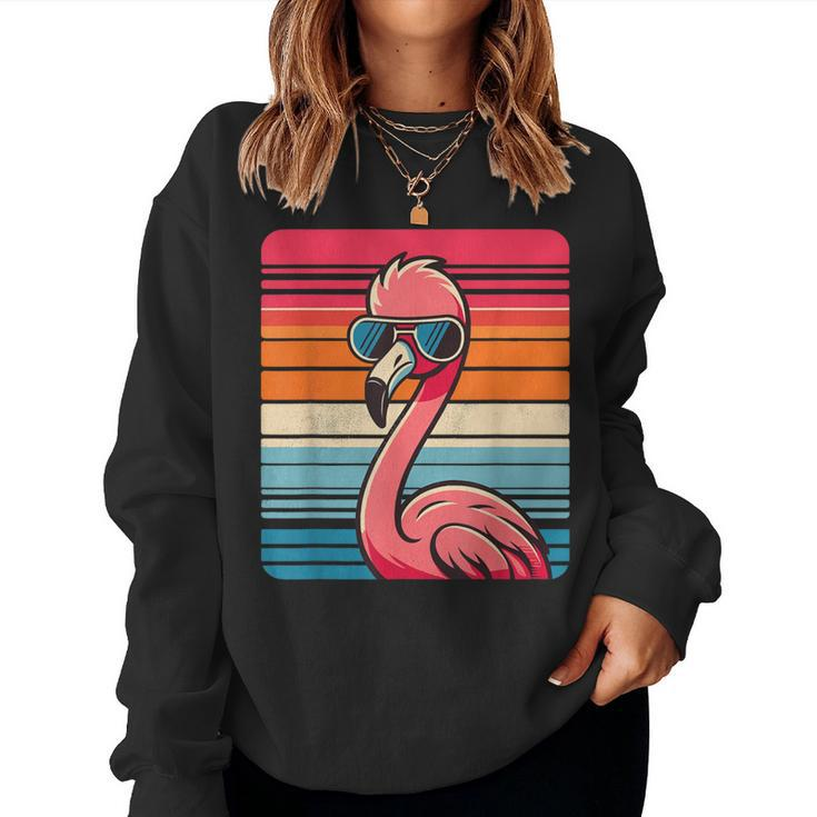 Cool Retro Flamingo In Sunglasses 70S 80S 90S Flamingo Women Sweatshirt