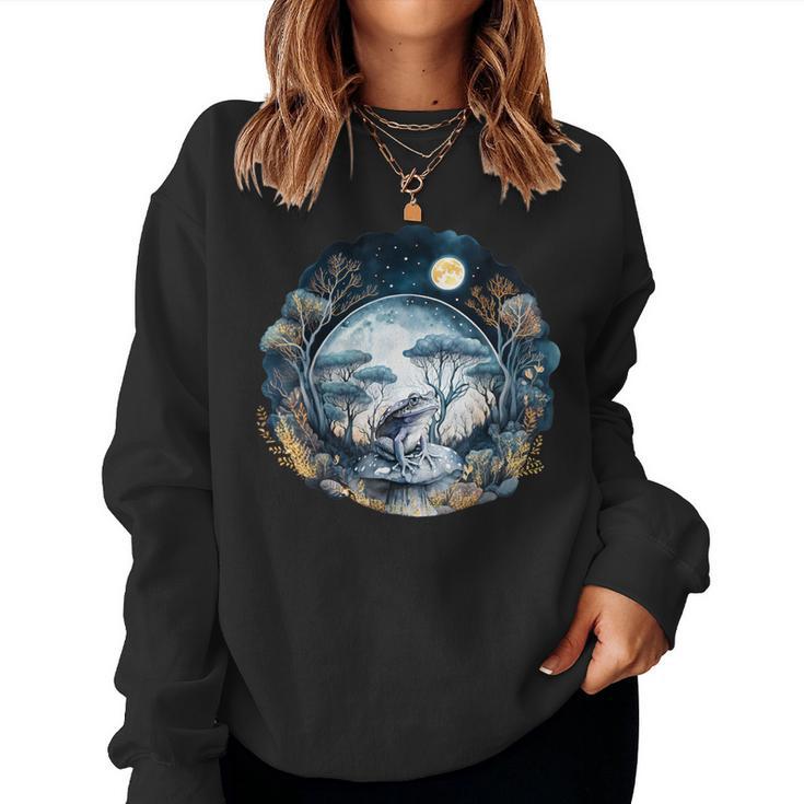 Cottagecore Aesthetic Frog Mushroom Moon Vintage Floral Women Sweatshirt