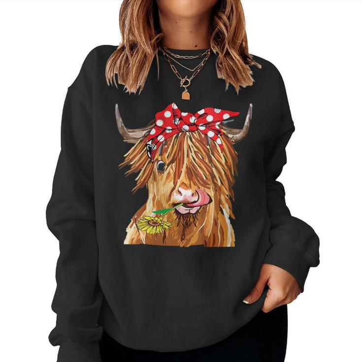 Cow Bandana Farm Animal Highland Cow Graphics Women Sweatshirt