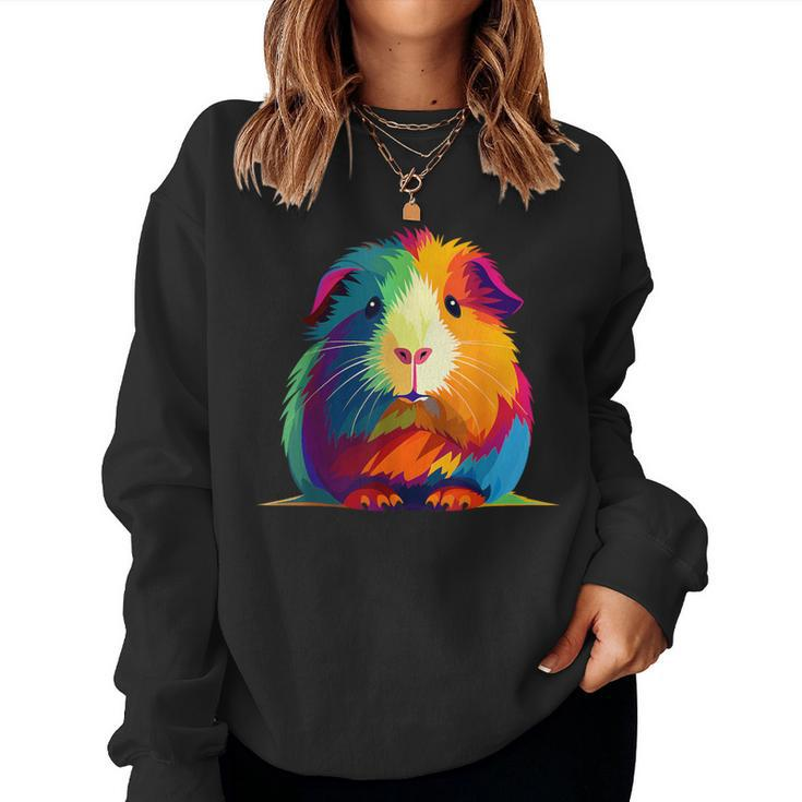Cute Guinea Pig Rainbow For Guinea Pig Lovers Women Sweatshirt