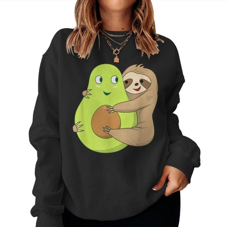 Cute Lazy Sloth Animal Avocado Lover Hugging Women Sweatshirt