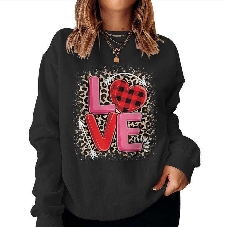 Cute Love Heart Leopard Print Valentines Day Girls Women Sweatshirt