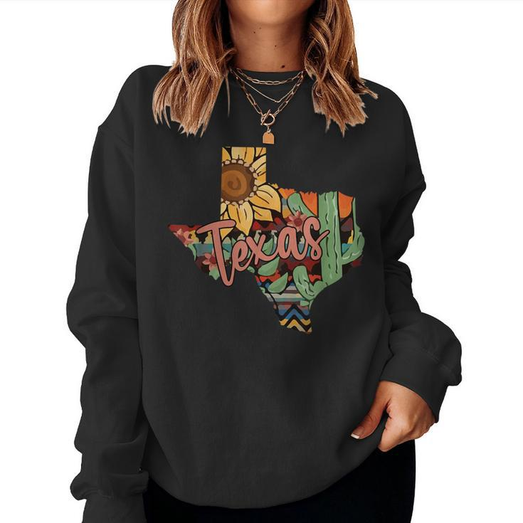 Cute Love Texas State Cactus Sunflower Women Sweatshirt