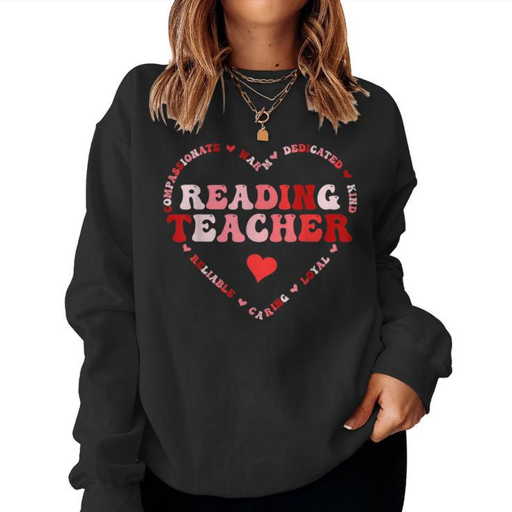 Cute Reading Teacher Valentines Day Heart Women Sweatshirt