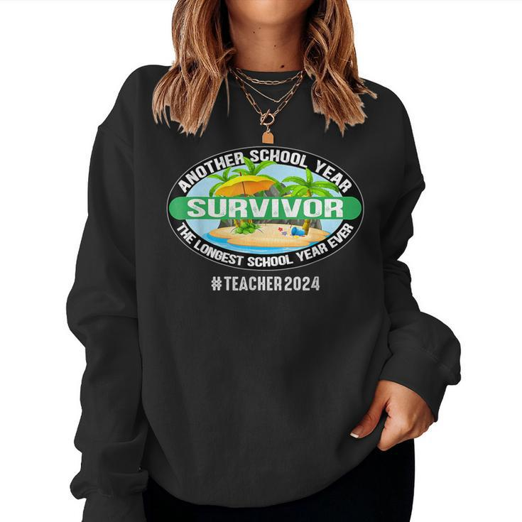 Cute School Year Survivor Teacher 2024 End Of School Year Women Sweatshirt