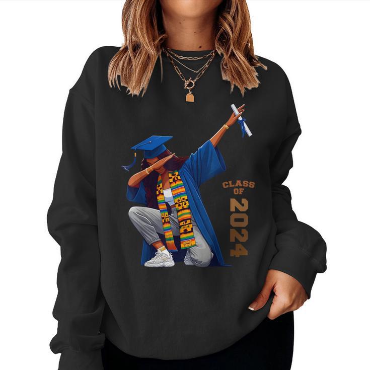 Dabbing African Black Girl Graduation Class Of 2024 Women Sweatshirt