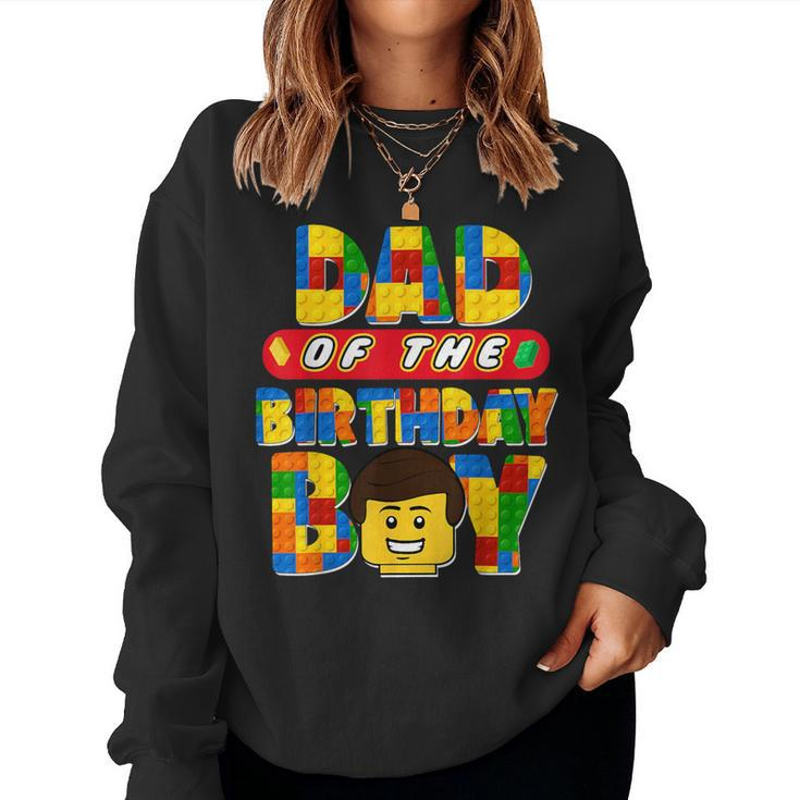 Dad And Mom Birthday Boy Building Brick Family Matching Women Sweatshirt