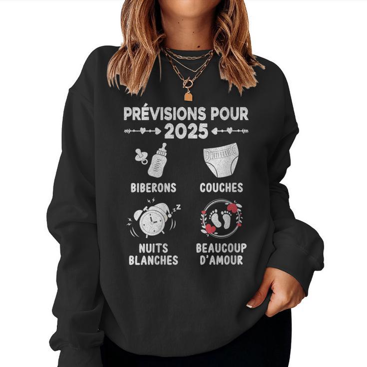 Damen Annonce Grossesse Idée Cadeau Bientôt Futur Papa Maman 2025 Mit-Ausschnitt Sweatshirt Frauen