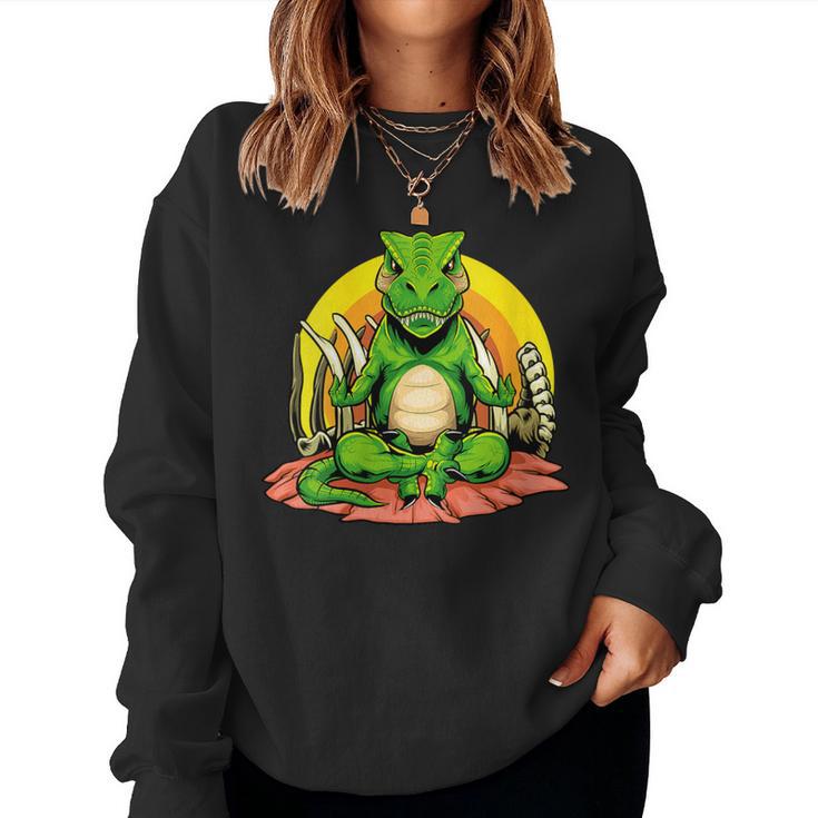 Dino Yoga Dinosaur Yogi Meditating T-Rex Yogasaurus Zen Women Sweatshirt