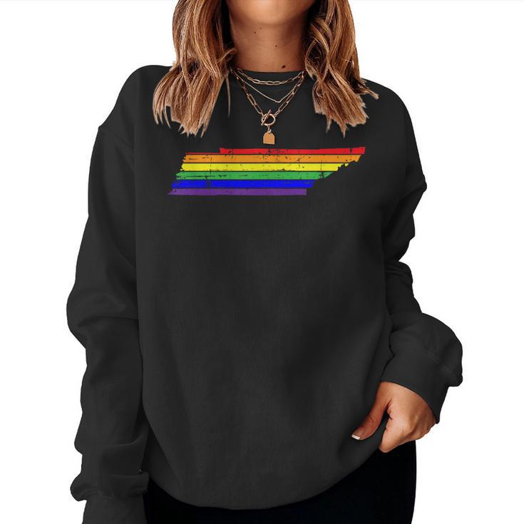 Distressed State Of Tennessee Lgbt Rainbow Gay Pride Women Sweatshirt