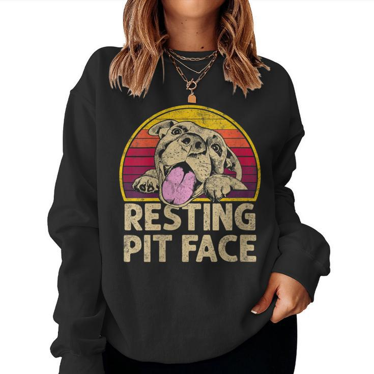 Dog Pitbull Resting Pit Face For Pitbull Lovers Women Sweatshirt