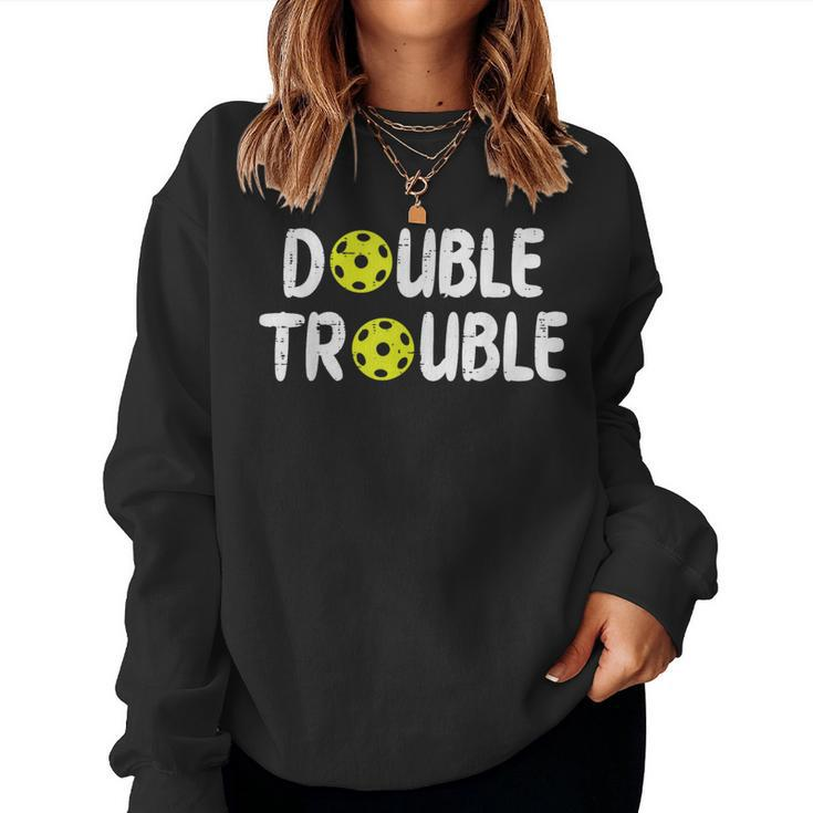 Double Pickleball Trouble Pickle Ball Matching Kid Women Sweatshirt