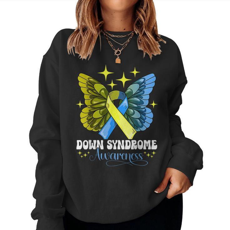 Down Syndrome Awareness Butterfly Down Syndrome Support Women Sweatshirt